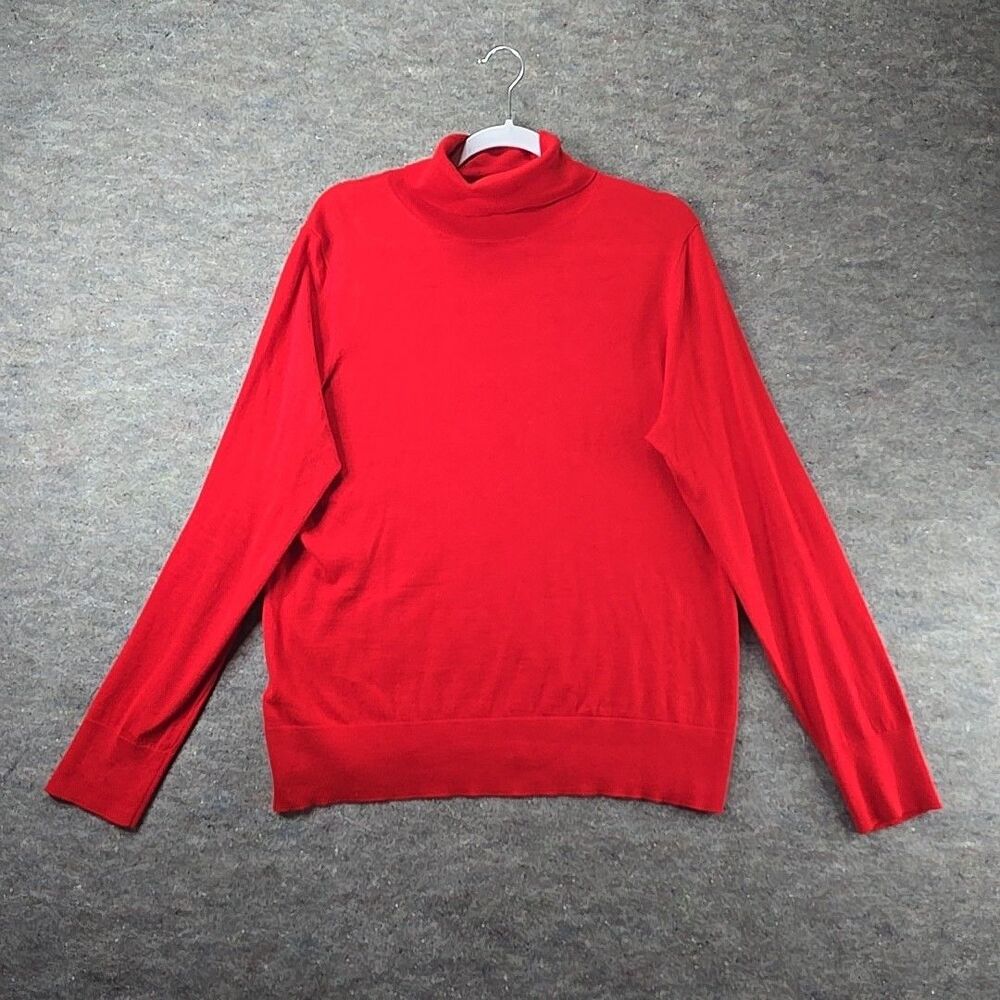 Ann Taylor Sweater Womens XL Wool Blend Ribbed Turtleneck Classic Cherry Capsule